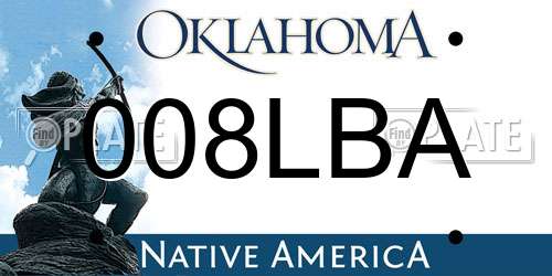 008LBA Oklahoma License Plate