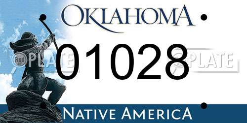 01028 Oklahoma License Plate