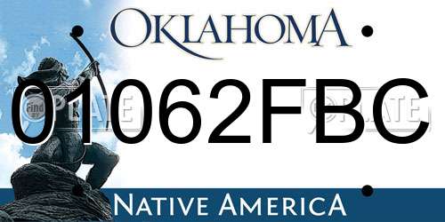 01062FBC Oklahoma License Plate