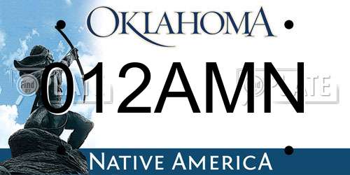 012AMN Oklahoma License Plate