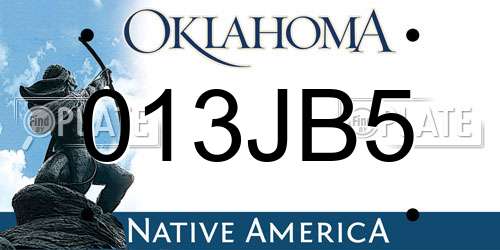 013JB5 Oklahoma License Plate