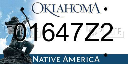 01647Z2 Oklahoma License Plate