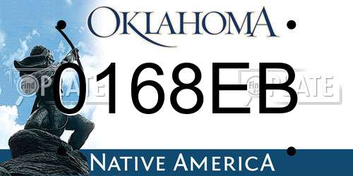 0168EB Oklahoma License Plate