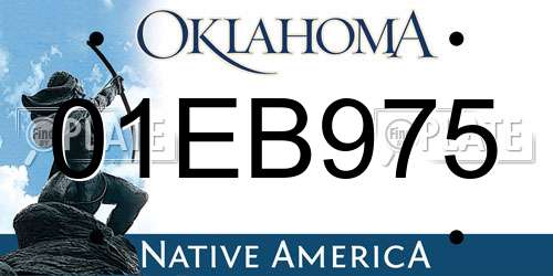 01EB975 Oklahoma License Plate