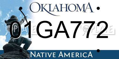 01GA772 Oklahoma License Plate