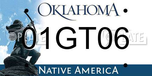 01GT06 Oklahoma License Plate