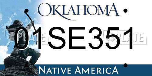 01SE351 Oklahoma License Plate