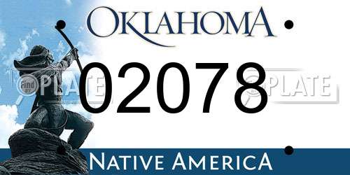 02078 Oklahoma License Plate
