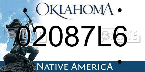 02087L6 Oklahoma License Plate
