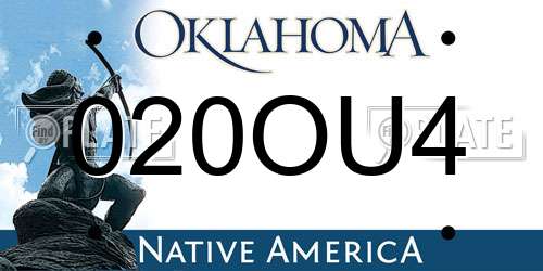 020OU4 Oklahoma License Plate
