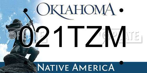 021TZM Oklahoma License Plate