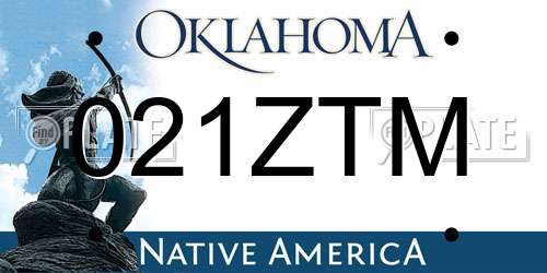 021ZTM Oklahoma License Plate