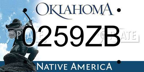 0259ZB Oklahoma License Plate