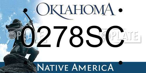 0278SC Oklahoma License Plate
