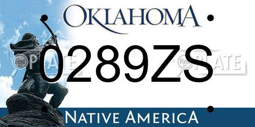 0289ZS Oklahoma License Plate