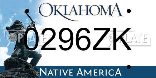 0296ZK Oklahoma License Plate