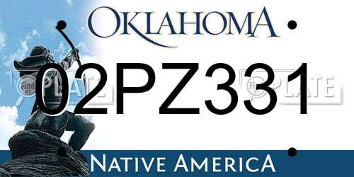 02PZ331 Oklahoma License Plate