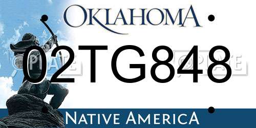 02TG848 Oklahoma License Plate