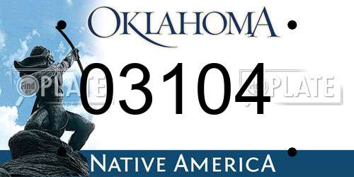 03104 Oklahoma License Plate