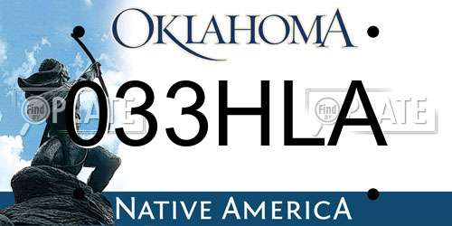 033HLA Oklahoma License Plate