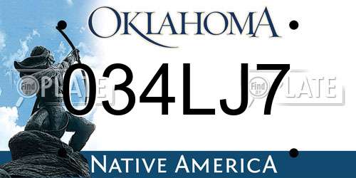 034LJ7 Oklahoma License Plate