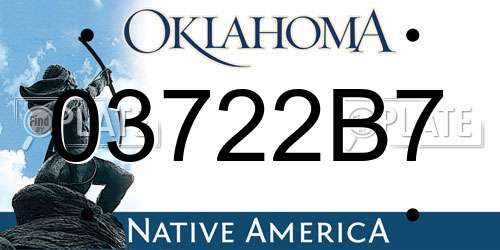 03722B7 Oklahoma License Plate