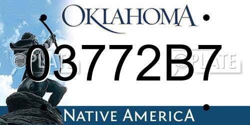 03772B7 Oklahoma License Plate