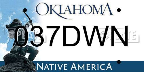 037DWN Oklahoma License Plate