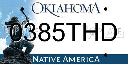 0385THD Oklahoma License Plate