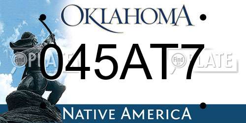 045AT7 Oklahoma License Plate