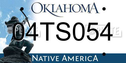 04TS054 Oklahoma License Plate