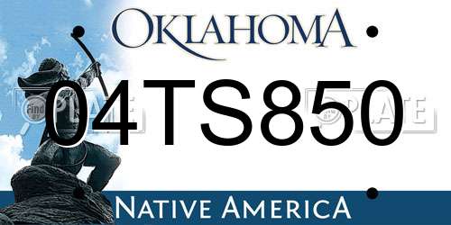 04TS850 Oklahoma License Plate