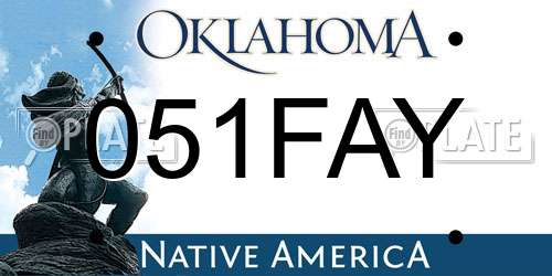 051FAY Oklahoma License Plate