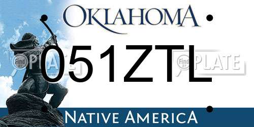 051ZTL Oklahoma License Plate
