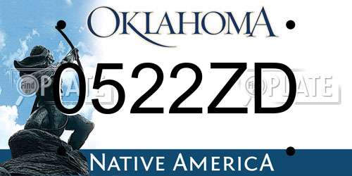 0522ZD Oklahoma License Plate