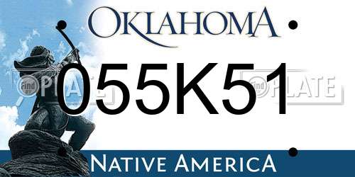 055K51 Oklahoma License Plate