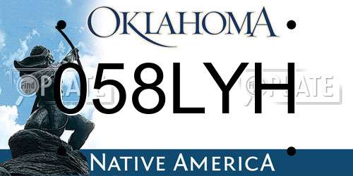 058LYH Oklahoma License Plate