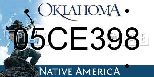 05CE398 Oklahoma License Plate