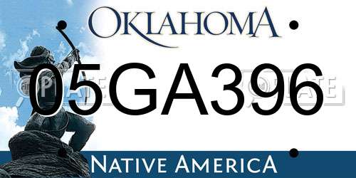 05GA396 Oklahoma License Plate