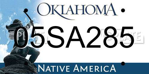 05SA285 Oklahoma License Plate