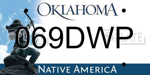 069DWP Oklahoma License Plate
