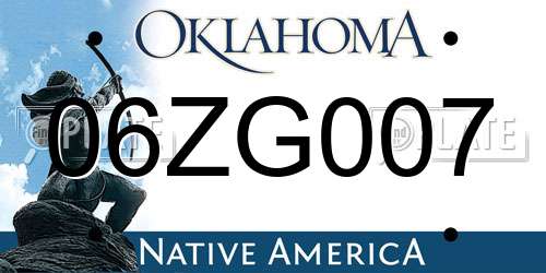 06ZG007 Oklahoma License Plate