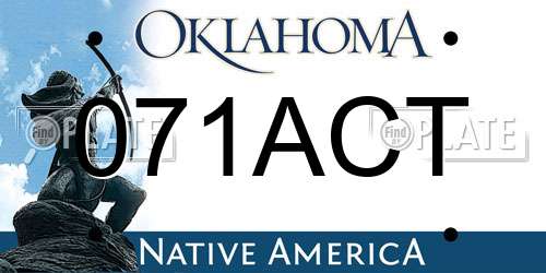 071ACT Oklahoma License Plate