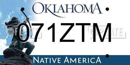 071ZTM Oklahoma License Plate
