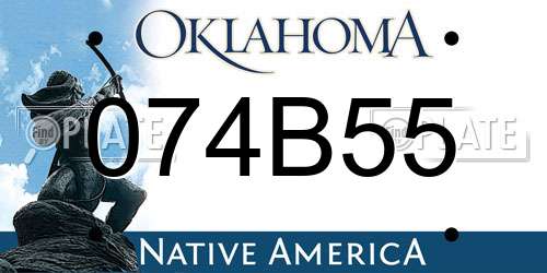 074B55 Oklahoma License Plate