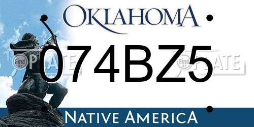 074BZ5 Oklahoma License Plate