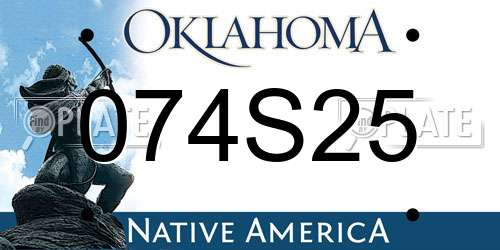 074S25 Oklahoma License Plate