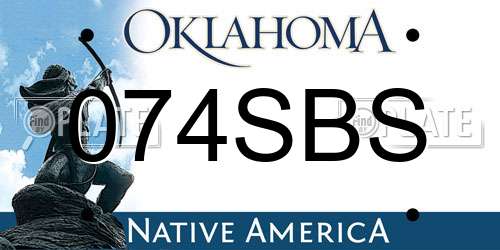 074SBS Oklahoma License Plate