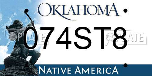 074ST8 Oklahoma License Plate