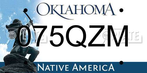 075QZM Oklahoma License Plate